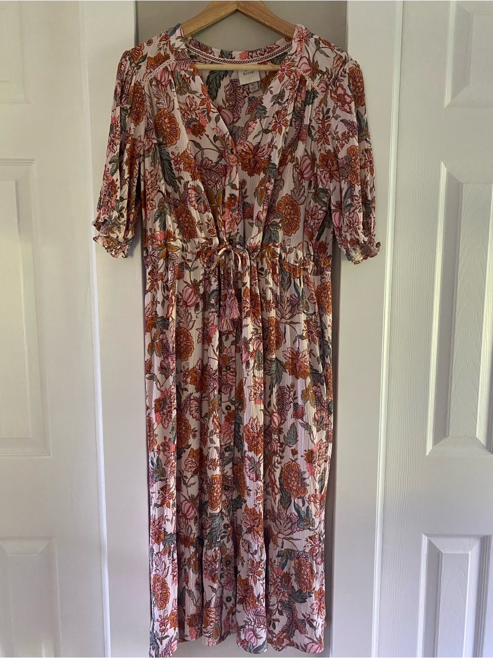 Knox Rose Pink Floral Maxi Dress with Tie Front